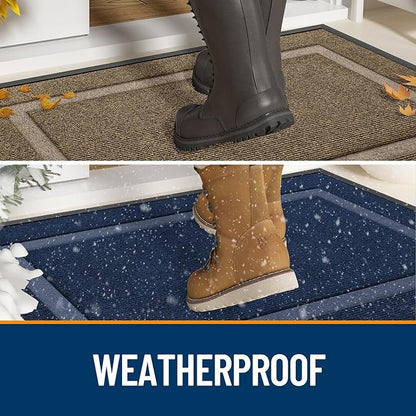 OLANLY Front Door Mat Indoor Outdoor Entrance, Waterproof All-Season, All-Weather Doormat, Sturdy Natural Rubber, Fade Resistant, Low Profile, Easy Clean Patio Porch Entryway Mat, 47x17, Beige