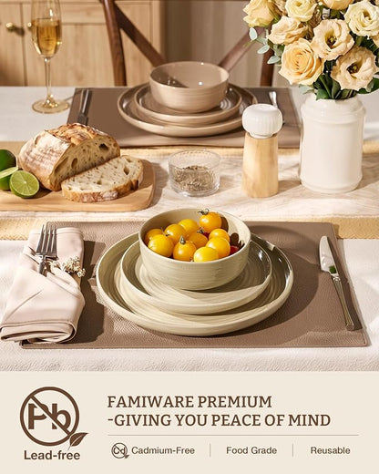 Stoneware Dinnerware Sets with Pasta Bowls, Service