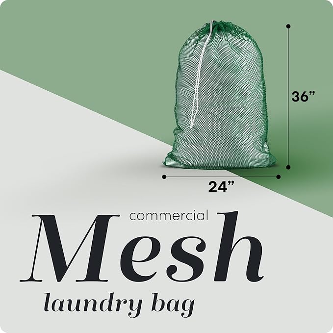 Handy Laundry Mesh XL Laundry Bags - Durable, Machine Washable with Secure Drawstring Closure - Perfect for College Dorms, Laundromats, Apartments (Green, Large 24" x 36")