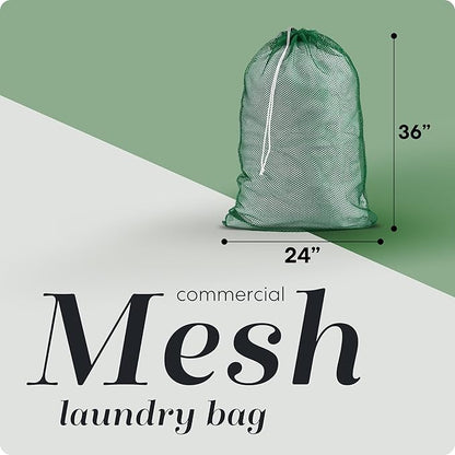 Handy Laundry Mesh XL Laundry Bags - Durable, Machine Washable with Secure Drawstring Closure - Perfect for College Dorms, Laundromats, Apartments (Green, Large 24" x 36")