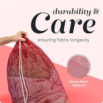 Handy Laundry Mesh XL Laundry Bags - Durable, Machine Washable with Secure Drawstring Closure - Perfect for College Dorms, Laundromats, Apartments (Red, Large 24" x 36", 2-Pack)