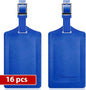Travelambo Luggage Tags for Suitcases Faux Leather Privacy Protection 16 Pack Bag Tags Travel Accessories Essential, Fresh Blue