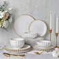GBHOME Stoneware Dinnerware Sets for 4,Handcrafted Embossed Design Reactive Glaze Ceramic Plates and Bowls, Dishwasher and Microwave Safe, Service for 4(12pcs)