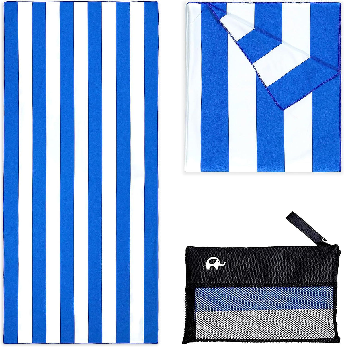 Elite Trend Quick Dry Towel Large 63x31 Inch - Microfiber Beach Towel - Perfect for Beach, Travel, Swimming, Pool, Yoga, Hiking, Camping - Lightweight, Fast Drying, Compact for Adults (Cabana Blue)