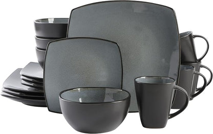 Gibson Elite Soho Lounge Square Reactive Glaze Stoneware Dinnerware Set