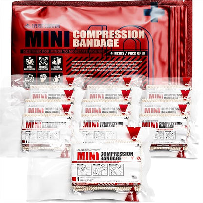 EVERLIT Mini 4 x 6 Inch Emergency Bandage Compression Trauma Pressure Wound Dressing Sterile Vacuum-Sealed for Bleeding Control, Gun Shot, Medical Kit, First Aid IFAK (10)