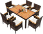 Shintenchi 7 Piece Patio Dining Set, Wicker Patio Conversation Set
