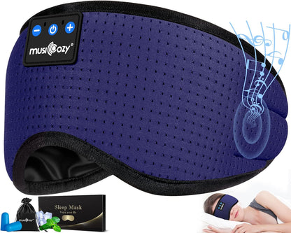 MUSICOZY Sleep Headphones Bluetooth 5.4 Headband Breathable Sleeping Headphones, Wireless Music Eye Mask Earbuds Earphones for Side Sleepers Men Women Air Travel Cool Tech Gadget Gifts