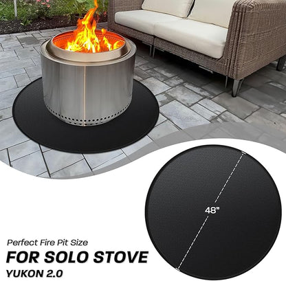 48" Fire Pit Mat for Solo Stove Yukon, Round Fireproof Under Grill Mats for Outdoor Grill, Portable Camping Stove Mat for Solo Stove Accessories