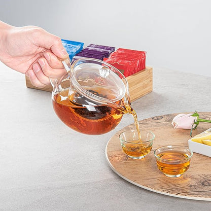 Restaurantware Forma 17 Ounce Glass Teapot 1 Double Wall Glass Tea Kettle - Does Not Chip Reusable Clear Glass Double Wall Teapot Rolled Rim Dishwashable