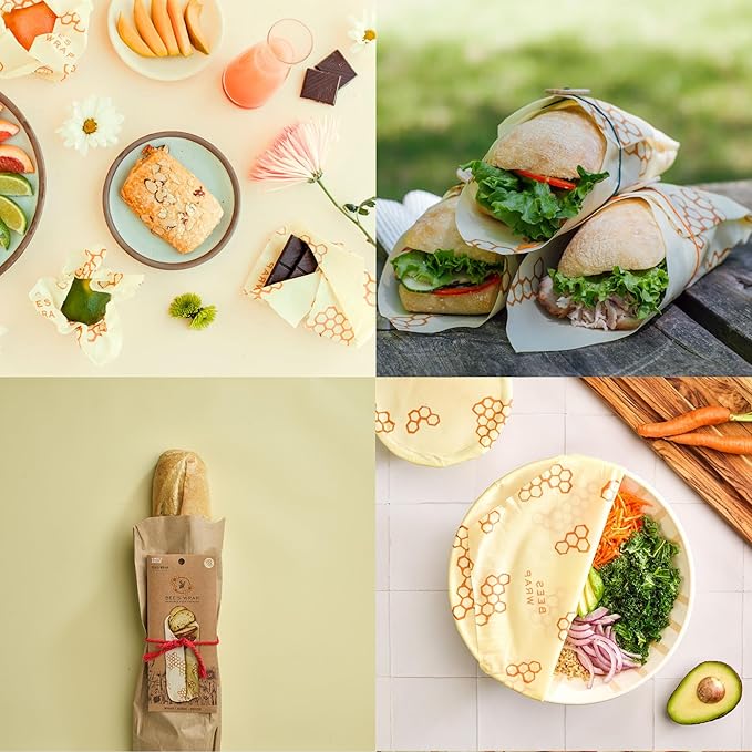 Bee's Wrap Beeswax Wraps for Food - Bread Wrap - Made in USA Reusable Bread Storage Bags - Organic & Eco-Friendly Alternative to Aluminum Foil, Sourdough Bags & Plastic Wrap, Honeycomb
