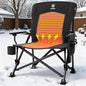 EVER ADVANCED Heated Oversized Foldable Camping Chair for Adults with Adjustable Lumbar Support, Heavy Duty Chair with Side Pockets, Heated Portable Collapsible Quad Chair for Outside, Support 500lbs
