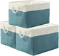 TheWarmHome Storage Bin for Shelves - Extra Jumbo 3 Pack 20.5L×15.7W×13.8H Storage Basket for Organizing, Fabrin Storage cubes with Drawstring Cover for Living Room Bedroom Decor Closet（White & Green