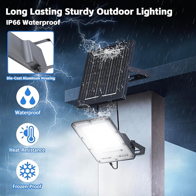 100W Solar Flood Light Outdoor Waterproof, 24000LM 6500K LED Solar Street Light