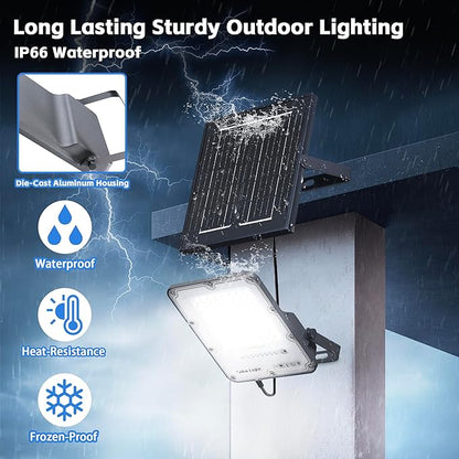 100W Solar Flood Light Outdoor Waterproof, 24000LM 6500K LED Solar Street Light