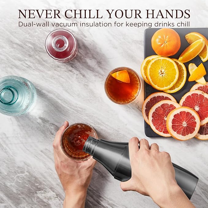 Kitessensu Hybrid Cocktail Shaker | Vacuum Insulated Stainless Steel Martini Shaker with Double Wall Martini Cup | Integrated Measuring System | Tumbler Lid & Cocktail Recipes Included | Matte Black