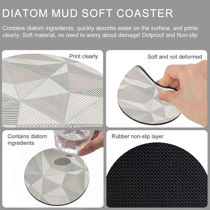 Geometric Minimalist Coasters Set of 4, Absorbent Coasters