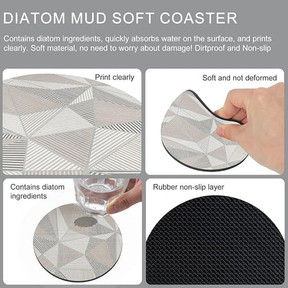 Geometric Minimalist Coasters Set of 4, Absorbent Coasters