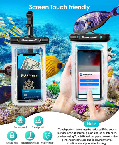 Hiearcool Waterproof Phone Pouch, Waterproof Beach Bag Compatible for iPhone 16 15 14 13 Pro Max Up to 8.3", IPX8 Cellphone Kayak Accessories, Travel Essentials for Beach -Clear-2Pack