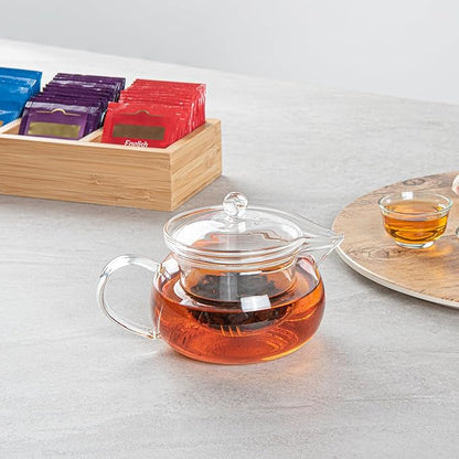 Restaurantware Forma 17 Ounce Glass Teapot 1 Double Wall Glass Tea Kettle - Does Not Chip Reusable Clear Glass Double Wall Teapot Rolled Rim Dishwashable