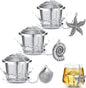 3 Sets Tea Infusers Steeper for Loose Leaf Tea Holder Stainless Steel Tea Ball Mesh Strainer Filters with Drip Trays and Pendant(Ocean Style)