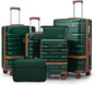 Luggage Sets Lightweight Hard Shell Suitcases with Spinner Wheels for Family Travel - Durable PC+ABS Material Carry On Luggage YKK Zippers (Dark Green, 6 Piece Sets (18/20/24/28/DB/TB))