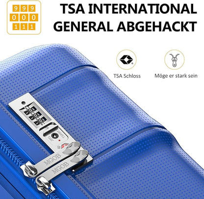 24 Inch Luggage with Spinner Wheels, Hard Shell Suitcase, Lightweight PP Luggages with TSA Lock, Checked-Medium Suitcases 24-Inch, Blue