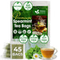 FreshDrinkUS, Premium 45 Spearmint Tea Bags, 100% Natural Spearmint Leaves. Loose Leaf Spearmint Herbal Tea. Spearmint Leaf Tea. No Sugar, No Caffeine, No Gluten, Vegan.