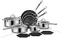 Pots and Pans Set Non Stick, 14 Pcs Hybrid Stainless Steel Cookware Sets, Non Stick Frying Pans, Saucepans, Saute Pan & Stock Pot, PFOA Free Kitchen Skillet,Induction Compatible