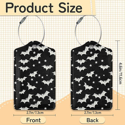 3 Pack PU Leahter Happy Halloween Luggage Tag with Stainless Steel Loop,Travel Suitcase Labels with Privacy Cover ID Label Quickly Spot for Bags
