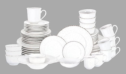 56pc Dinnerware Set, Plate and Bowl Set, Stoneware Dishes Set for 8, Microwave and Dishwahser Safe, Scratch Resistant, French Countryside Speckled Antique White