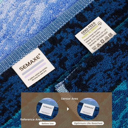 SEMAXE Luxury Bath Towel, 100% Cotton Towel with Hanging Loop and Smart Tag, Soft & Absorbent Bathroom Towel, Gift Box Packaging, 55" L x 27" W