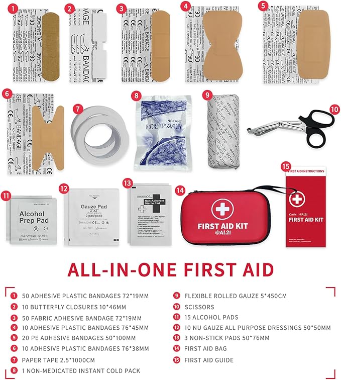 All-Purpose First Aid Kit 184 Pieces, Emergency Kit for Home, Travel, Car, Business, Worksite and Office, Portable Emergency Supplies for Minor Cuts, Scraps, Sprains & Burns