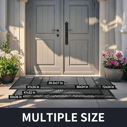 Yimobra Large Door Mat Outside Entrance 36x24, Waterproof Heavy Duty Outdoor Mats for Front Door, Non Slip Rubber Entry Mat for Garage Patio, Easy Clean, Black Grey