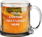 Custom Libbey Clear Glass Coffee Mugs 13 oz. Set of 100, Personalized Bulk Pack - Perfect for Coffee, Tea, Espresso, Hot Cocoa, Other Beverages - Black Bottom