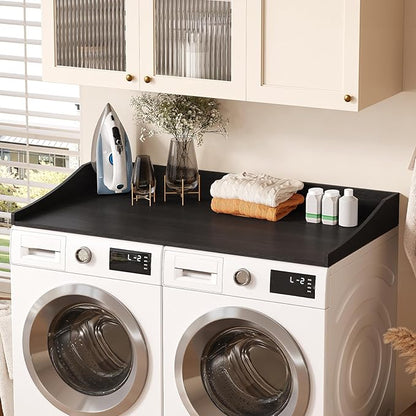Washer and Dryer Countertop, 54'' Laundry Room Countertop Organization Laundry Table for Folding Clothes and Storage, Black