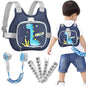 Accmor Toddler Harness Leash+ Reflective Anti Lost Wrist Link, Cute Dinosaur Kids Harness with Leash, Collapsible Child Harness Baby Leash Walking Wristband Protector Belt for Boys Girls Outdoor
