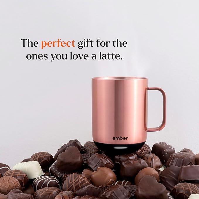 Ember Temperature Control Smart Mug 2, 10 Oz, App-Controlled Heated Coffee Mug with 80 Min Battery Life and Improved Design, Rose Gold