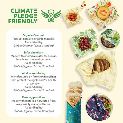 Bee's Wrap Beeswax Wraps for Food - Bread Wrap - Made in USA Reusable Bread Storage Bags - Organic & Eco-Friendly Alternative to Aluminum Foil, Sourdough Bags & Plastic Wrap, Bakery Lane