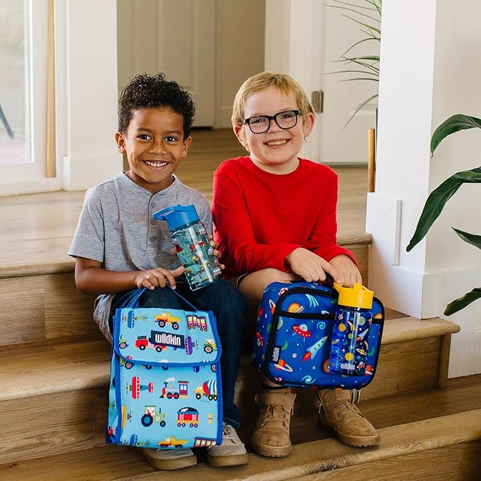 Wildkin Kids Insulated Lunch Bag – Reusable, Ideal for Hot/Cold Snacks, School & Travel - Trains, Planes and Trucks