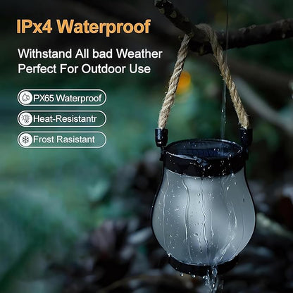Kaliqo Solar Lantern Outdoor Lights Solar Lantern Waterproof Flickering Flame Hanging Lanterns for Patio Yard Garden Decor (4 Pcs)