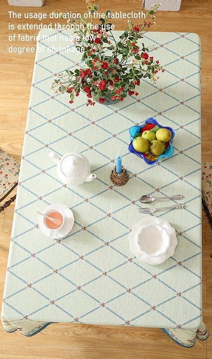 ISAENNE Designer Linen Floral Square Tablecloth,Light Green Farmhouse Durable Table Cloth,Fall Washable Decor Tablecloths for Dining Kitchen Thanksgiving Christmas,67"*67"-Floralsea B