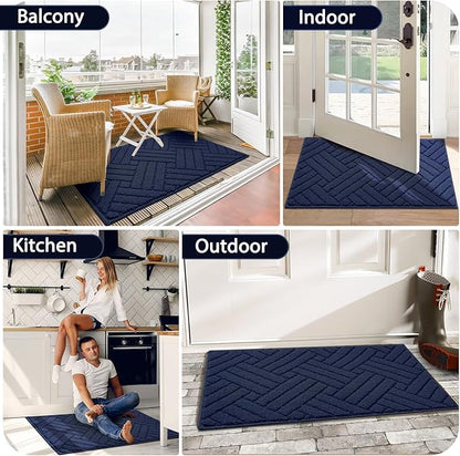 Door Mat Indoor Doormat, Entryway Rug Door Mats Non-Slip Rubber Backing, Low-Profile Entrance Rugs, Absorbent Resist Dirt Doormats Washable Floor Door mat,Blue 20"x31.5"