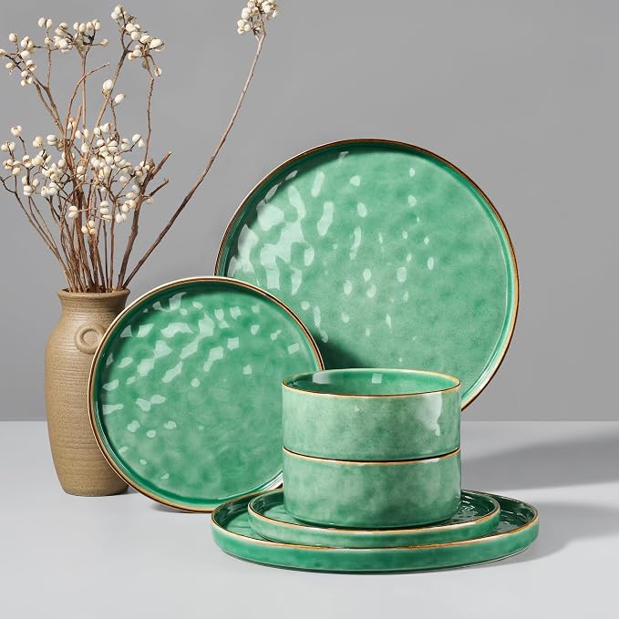 HaWare Dinnerware Sets, 6-Piece Plates and Bowls Set, Stoneware Dish Set