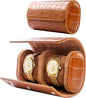 MR.OKAY 2 Watch Travel Case- Classic Leather Watch Case With Superb Texture.(Portable Watch Roll Or Organizer For Storage And Display).Festival Gift For Men ndcrafted By Artisans.
