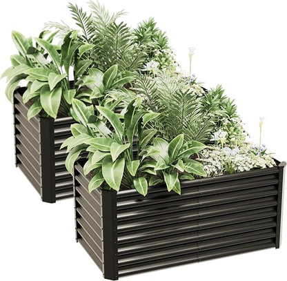4x2x2ft Raised Garden Bed Kit, Galvanized Planter Garden Boxes Outdoor
