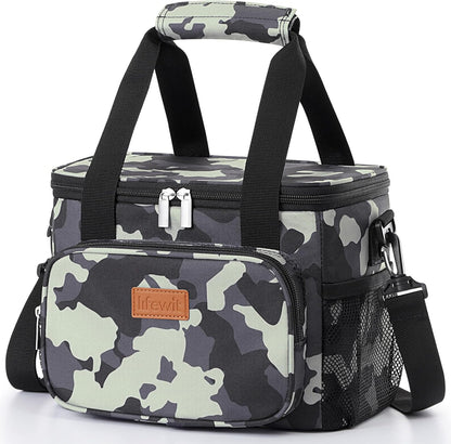 Lifewit Medium Lunch Bag Insulated Lunch Box Soft Cooler Cooling Tote for Adult Men Women, Camouflage 12-Can (9L)