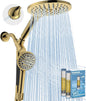 MakeFit Dual Filtered Rain Shower Head Combo, High Pressure Handheld Shower Head with Adjustable Bar - Rainfall Shower Head And Showerhead with Filter for Hard Water - Removes Chlorine(Gold)