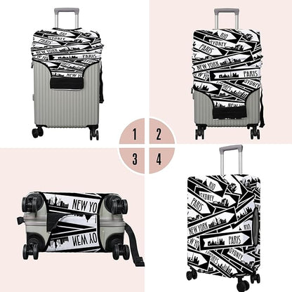 Travel Luggage Cover Suitcase Protector Fits 18-32 Inch Wheel Covers PatternedTravel Related Items Flower Luggage Protector Elastic XL