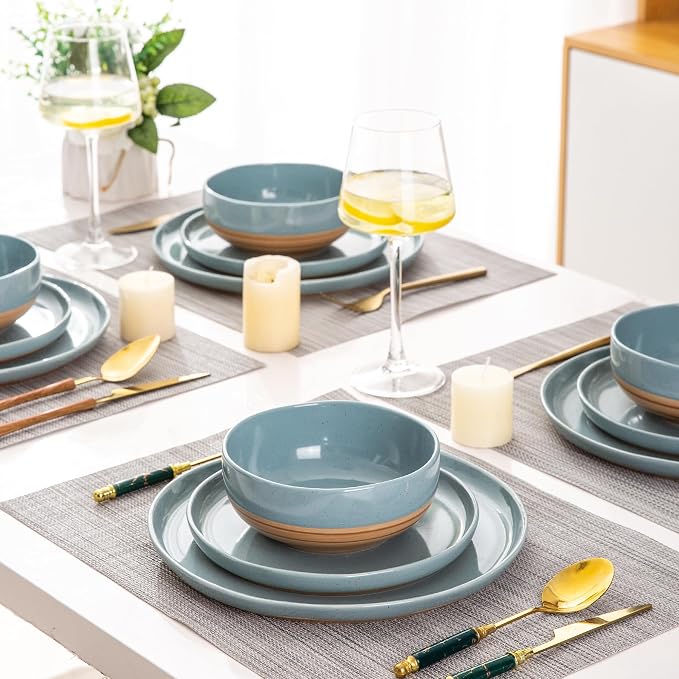 AmorArc Dinnerware Sets for 6, 18 Pieces Ceramic Plates and Bowls Set | Scratch